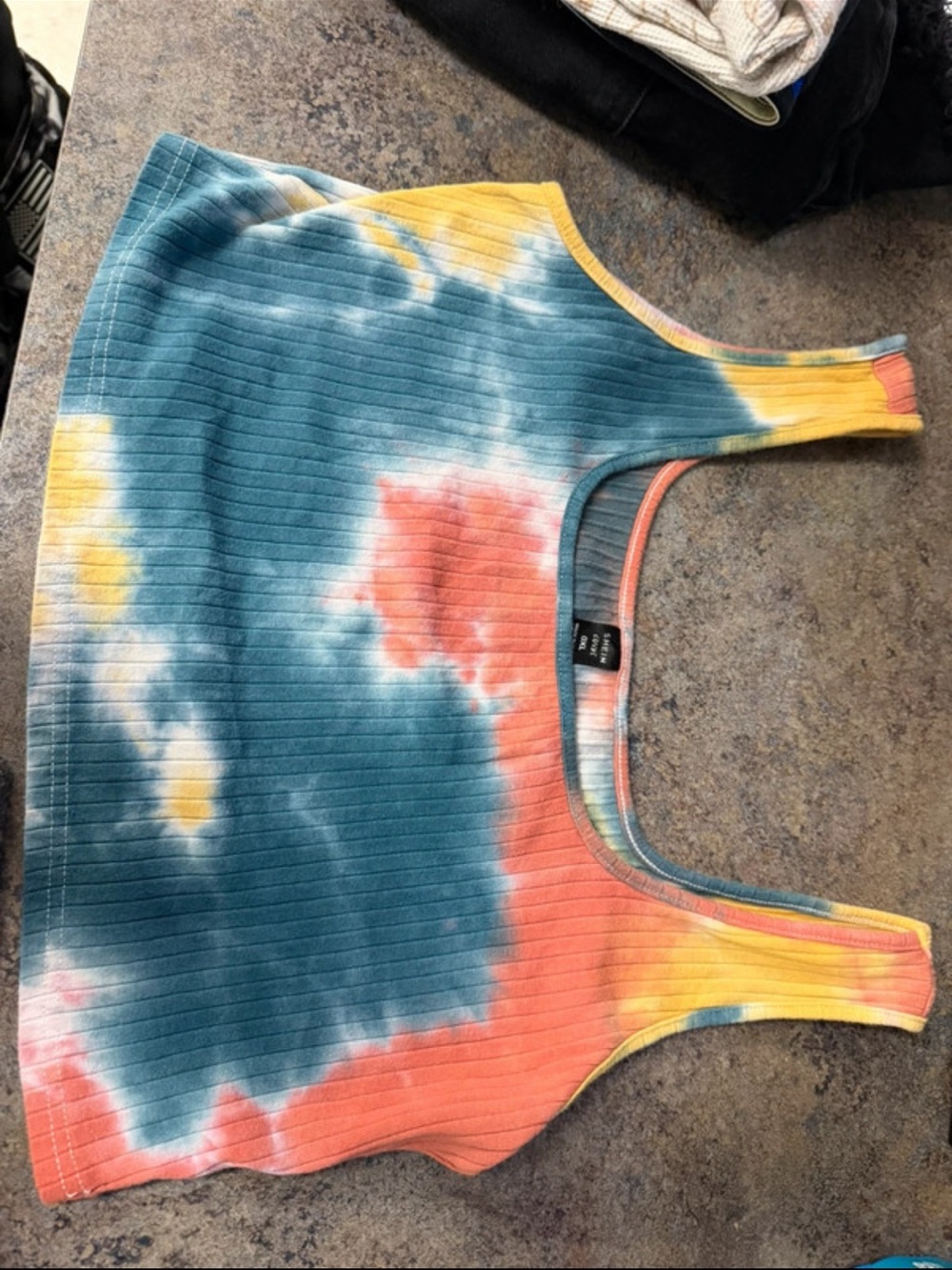 SHEIN Multicolor Tie-Dye Ribbed Crop Tank